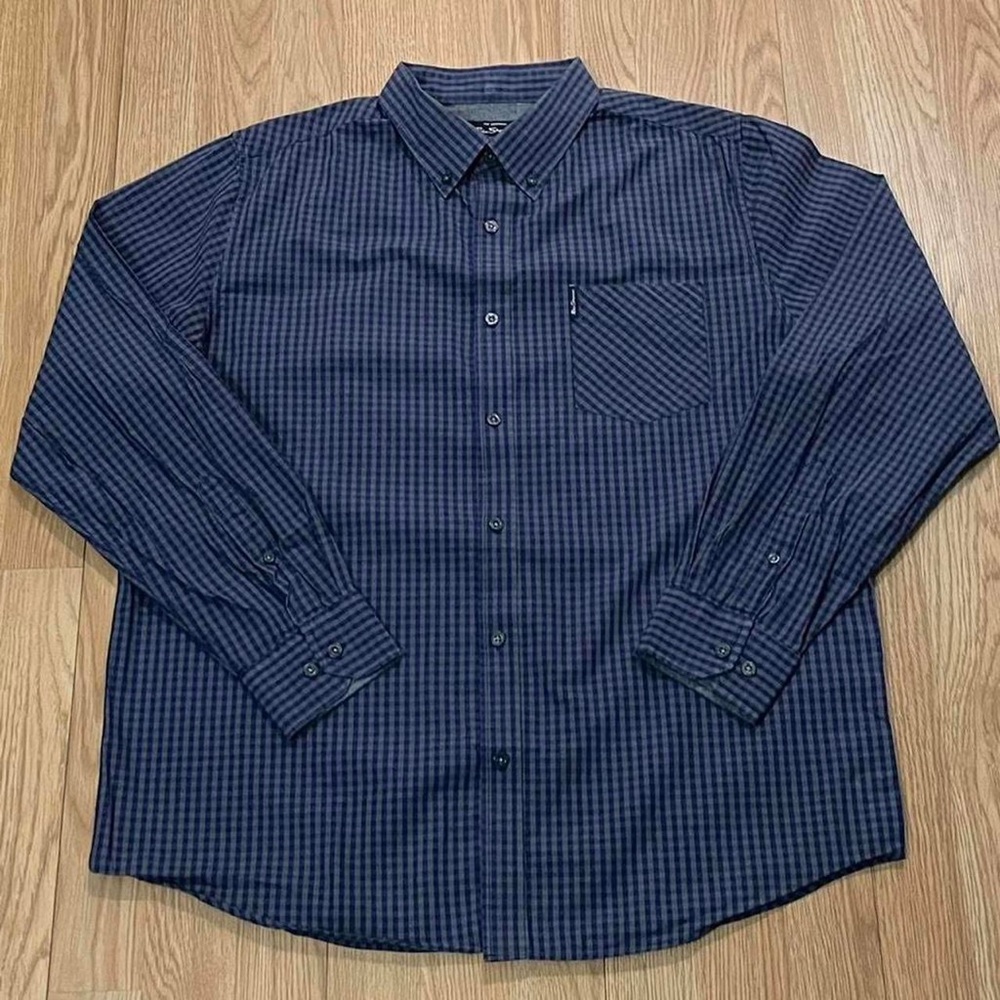 Ben Sherman Men’s Large Blue Striped Long Sleeve Button Down Shirt Preppy
